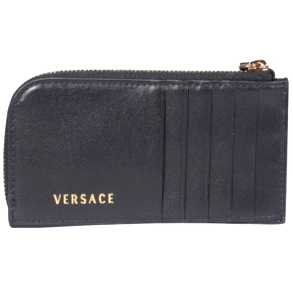VERSACE Black All Over Medusa Stud Zip Card Holder Wallet - Picture 3 of 11